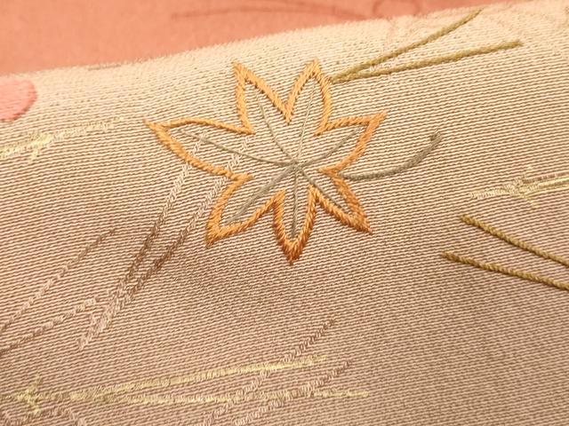 平和屋着物■訪問着　刺繍　草葉文　暈し染め　金彩　正絹　逸品　DABE7812cd