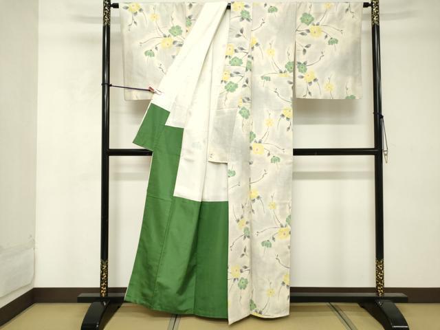 平和屋着物■上質な紬　枝花文　正絹　逸品　DABE7808cd