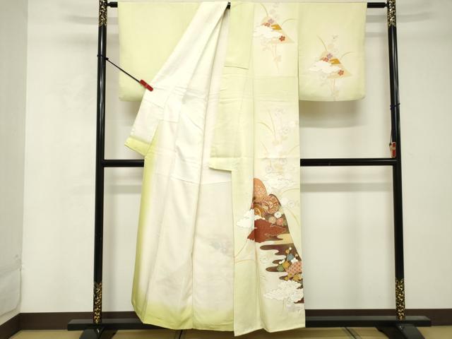 平和屋着物■訪問着　駒刺繍　鼓　暈し染め　金彩　正絹　逸品　DABE7804cd
