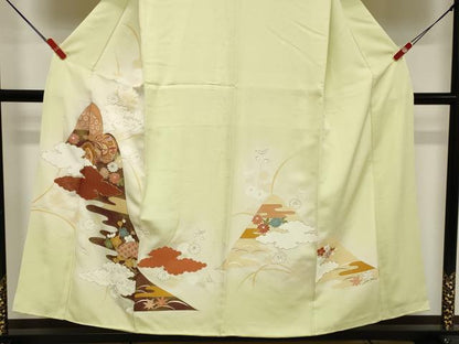 平和屋着物■訪問着　駒刺繍　鼓　暈し染め　金彩　正絹　逸品　DABE7804cd