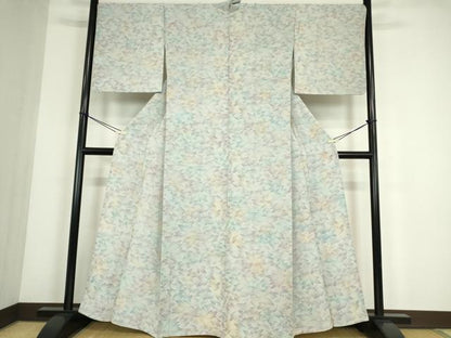 平和屋着物▽上質な小紋　単衣　舞葉文　正絹　逸品　DABE4427az