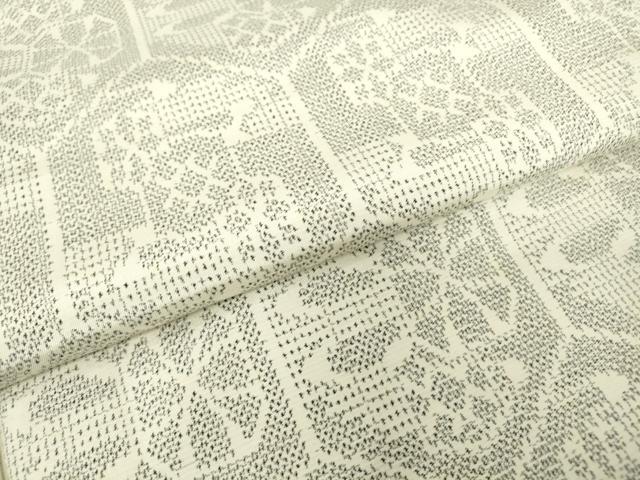 平和屋着物▽上質な紬　単衣　亀甲文　正絹　逸品　DABE4432az