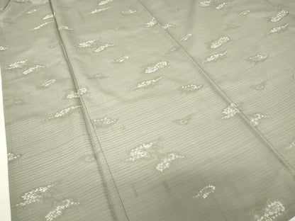 平和屋着物▽上質なお召　単衣　霞文　正絹　逸品　DABE4429az