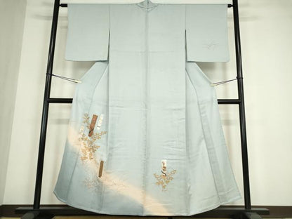 平和屋着物▽訪問着　単衣　短冊花文　手描き　暈し染め　金彩　正絹　逸品　DABE4415az