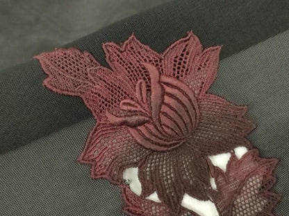 平和屋着物▽羽織　スリーシーズン　春夏秋　塵除け　紗　総刺繍　草花文　黒地　正絹　逸品　DABE4437az