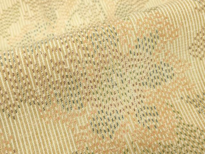 平和屋着物▽上質な紬　単衣　更紗花文　正絹　逸品　DABE4459az