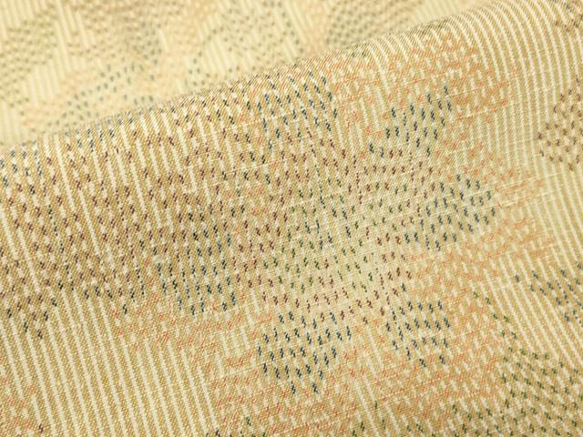 平和屋着物▽上質な紬　単衣　更紗花文　正絹　逸品　DABE4459az