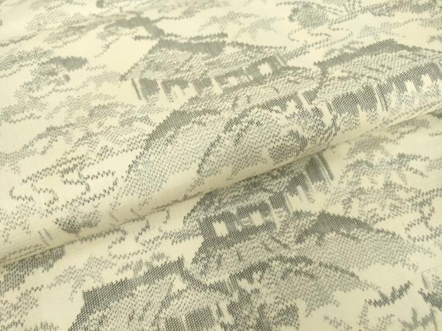 平和屋着物▽上質な紬　単衣　風景花文　正絹　逸品　DABE4441az