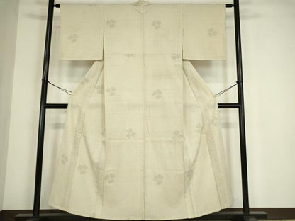 平和屋着物▽本塩沢　単衣　舞花文　110亀甲　正絹　逸品　DABE4448az