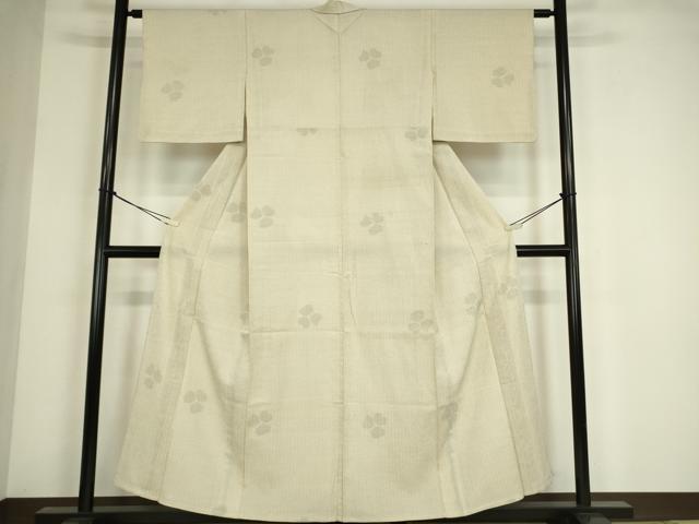 平和屋着物▽本塩沢　単衣　舞花文　110亀甲　正絹　逸品　DABE4448az