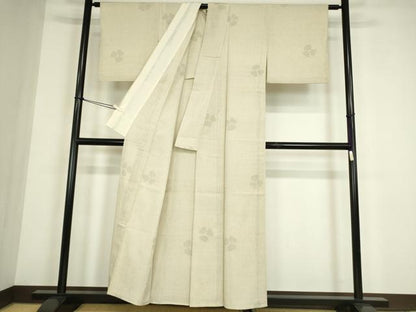 平和屋着物▽本塩沢　単衣　舞花文　110亀甲　正絹　逸品　DABE4448az