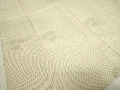 平和屋着物▽本塩沢　単衣　舞花文　110亀甲　正絹　逸品　DABE4448az