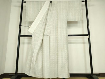 平和屋着物▽上質な紬　単衣　花間道　正絹　逸品　DABE4466az