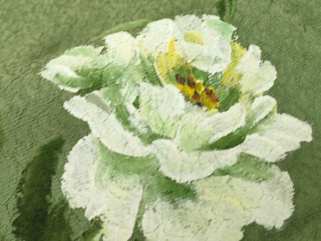平和屋着物▽訪問着　単衣　作家物　草花文　手描き　正絹　逸品　DABE4467az