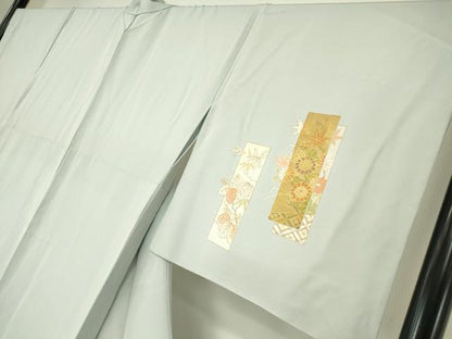 平和屋着物▽訪問着　単衣　短冊花文　金彩　正絹　逸品　DABE4475az