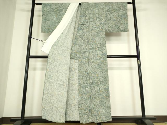 平和屋着物▽上質な小紋　単衣　茶屋辻飛鳥花文　正絹　逸品　未使用　DABE4487az