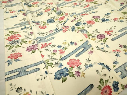平和屋着物▽上質な小紋　単衣　型染め　エ霞花文　正絹　逸品　DABE4498az