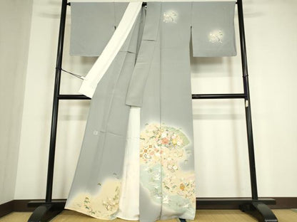 平和屋着物▽佐藤修平　訪問着　単衣　螺鈿　宝尽くし花文　暈し染め　金彩　正絹　逸品DABE4493az