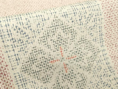 平和屋着物▽本塩沢　単衣　正倉院色紙花文　正絹　逸品　DABE4478az