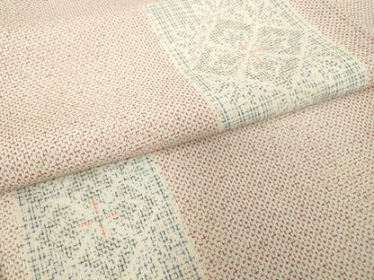 平和屋着物▽本塩沢　単衣　正倉院色紙花文　正絹　逸品　DABE4478az