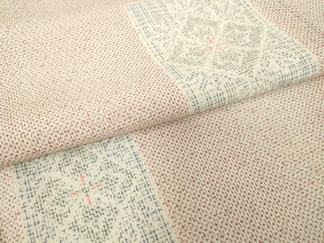 平和屋着物▽本塩沢　単衣　正倉院色紙花文　正絹　逸品　DABE4478az