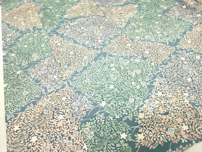 平和屋着物▽上質な小紋　単衣　草花文　正絹　逸品　DABE4495az
