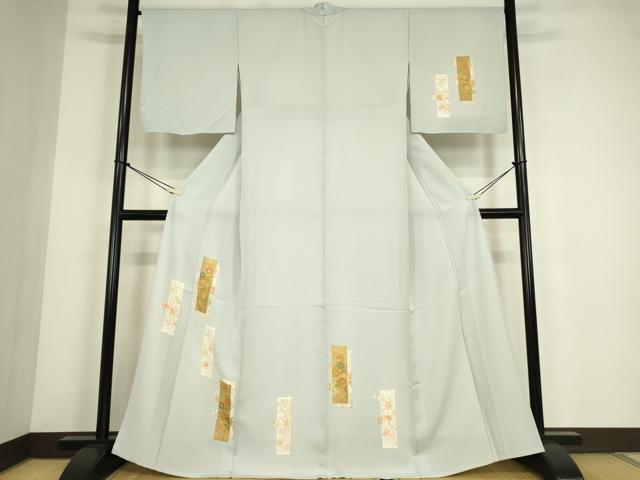 平和屋着物▽訪問着　単衣　短冊花文　金彩　正絹　逸品　DABE4475az