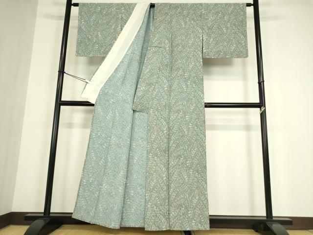 平和屋着物▽上質な小紋　単衣　草花文　正絹　逸品　DABE4502az