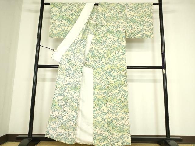 平和屋着物▽上質な小紋　単衣　枝花文　正絹　逸品　DABE4504az