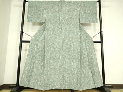 平和屋着物▽上質な小紋　単衣　草花文　正絹　逸品　DABE4502az