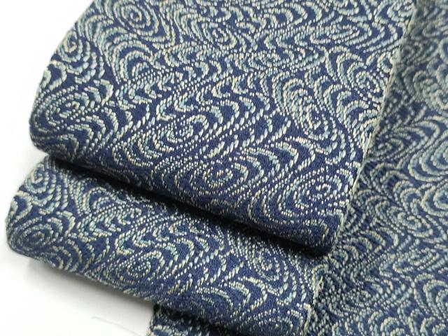 平和屋着物●男性　本場筑前博多織　角帯　流水文　正絹　逸品　CABF8603hy