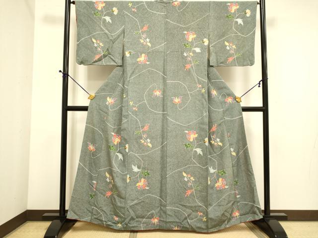 平和屋着物□上質な小紋 更紗花文 正絹 逸品 DABE9573du