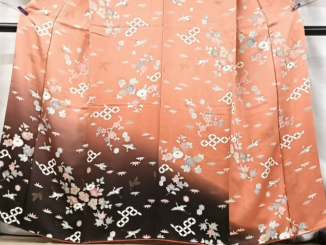 平和屋着物▽訪問着　単衣　作家物　手描き　辻が花　金彩　正絹　逸品　AABG8817jh 平和屋着物○訪問着 作家物 孝美 辻が花 舞花文 正絹 逸品 AABF3610ck