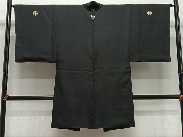 平和屋着物∞男性　長羽織　黒紋付　正絹　逸品　CABE5126ua