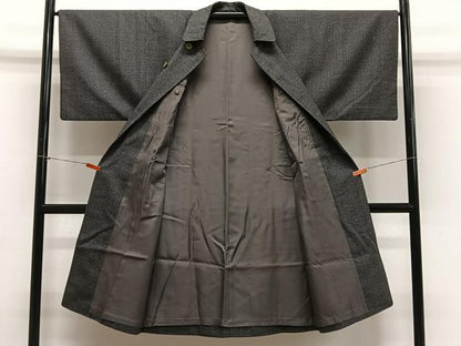 平和屋着物∞男性　和装コート　角袖　縞　ロング丈　CABE5128ua