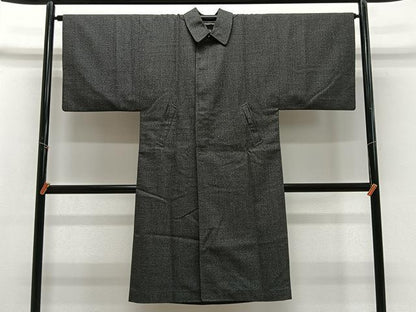 平和屋着物∞男性　和装コート　角袖　縞　ロング丈　CABE5128ua