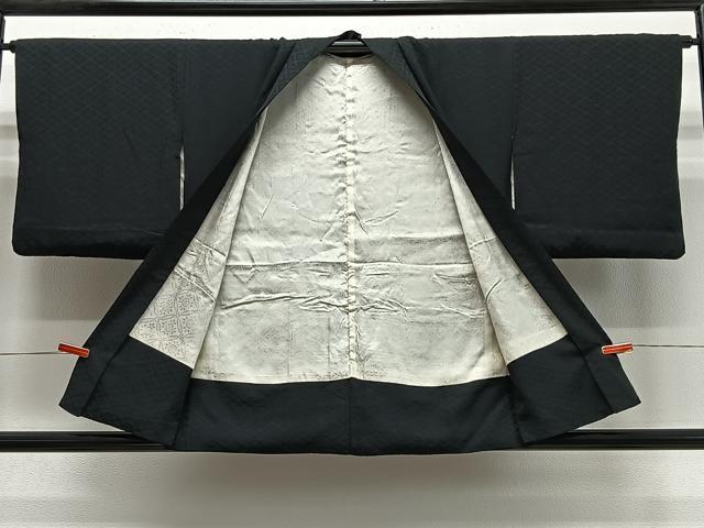 平和屋着物＃羽織　絞り　花唐草文　黒地　正絹　逸品　CABE5141ua
