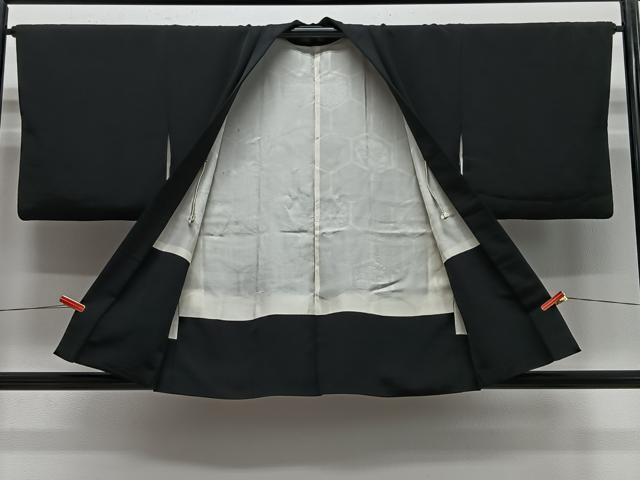 平和屋着物＃羽織　総刺繍　枝菊文　黒地　正絹　逸品　CABE5146ua