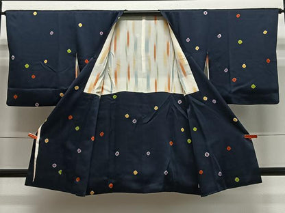 平和屋着物＃道行コート　絞り　霰文　正絹　逸品　CABE5155ua