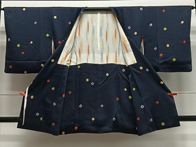 平和屋着物＃道行コート　絞り　霰文　正絹　逸品　CABE5155ua