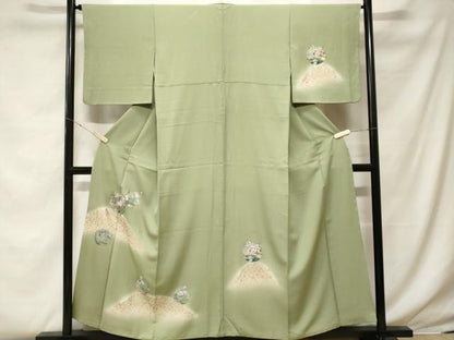 平和屋着物■訪問着　遠山草花丸文　暈し染め　金銀彩　正絹　逸品　CABF4085ev