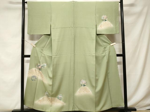 平和屋着物■訪問着　遠山草花丸文　暈し染め　金銀彩　正絹　逸品　CABF4085ev