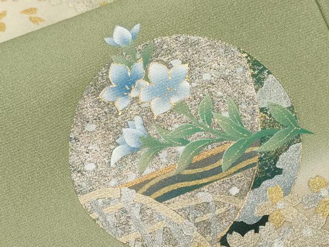 平和屋着物■訪問着　遠山草花丸文　暈し染め　金銀彩　正絹　逸品　CABF4085ev