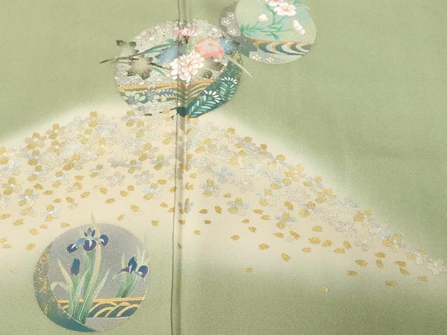 平和屋着物■訪問着　遠山草花丸文　暈し染め　金銀彩　正絹　逸品　CABF4085ev
