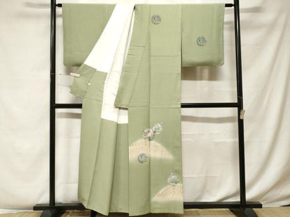 平和屋着物■訪問着　遠山草花丸文　暈し染め　金銀彩　正絹　逸品　CABF4085ev