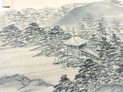 平和屋着物●藍造り国選定無形文化財 藍師・佐藤昭人作　太鼓柄袋帯 綴れ 手描き 風景文 銀糸 上代70万円 正絹 逸品 未使用　BAAX2224hv