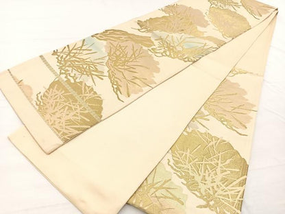 平和屋着物◎六通柄袋帯　老松　金糸　正絹　逸品　BAAX2207hv