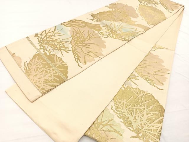 平和屋着物◎六通柄袋帯　老松　金糸　正絹　逸品　BAAX2207hv