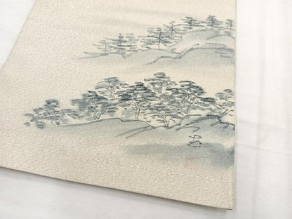 平和屋着物●藍造り国選定無形文化財 藍師・佐藤昭人作　太鼓柄袋帯 綴れ 手描き 風景文 銀糸 上代70万円 正絹 逸品 未使用　BAAX2224hv