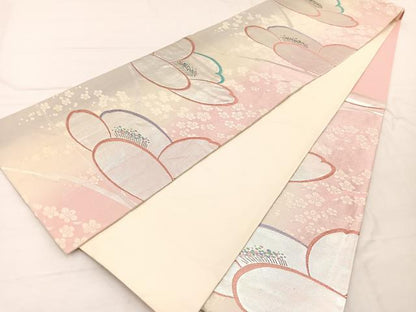 平和屋着物◎六通柄袋帯 唐織 枝花文 銀糸 正絹 逸品 BAAX2249hv